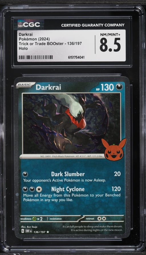 2024 Pokemon Scarlet & Violet Obsidian Flames Trick Or Trade Holo Darkrai #136 CGC 8.5 NM-MT+