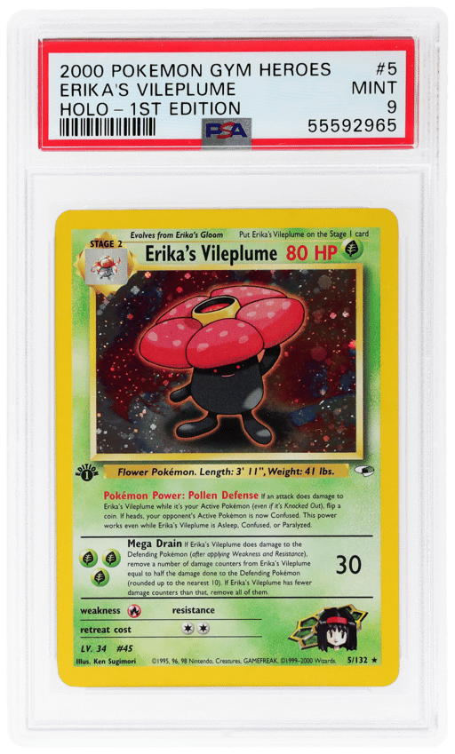 2000 Pokemon Gym Heroes 1st Edition Holo Erika's Vileplume #5 PSA 9