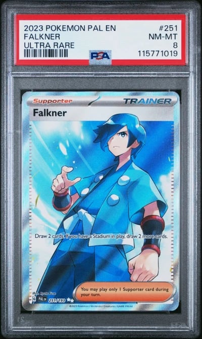 2023 POKEMON PAL EN-PALDEA EVOLVED ULTRA RARE #251 FALKNER PSA 8