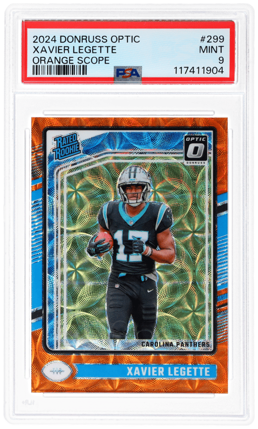 2024 Donruss Optic Rated Rookie Orange Scope Xavier Legette #299 16/79 PSA 9