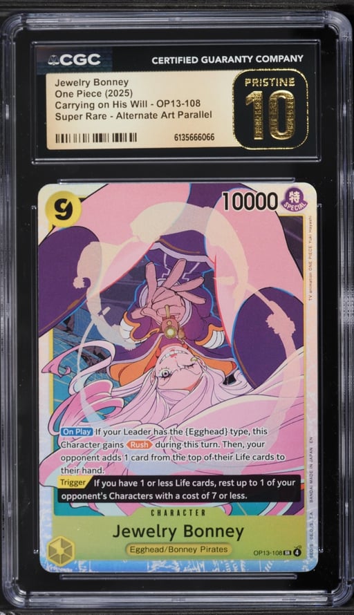 2025 One Piece Japanese Carrying On His Will SR Alt Art Jewelry Bonney #OP13-108 CGC 10 PRISTINE