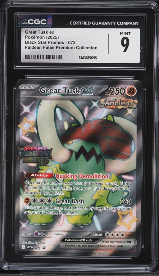 2025 Pokemon SV Promos Paldean Fates Premium Full Art Shiny Great Tusk EX #72 CGC 9 MINT