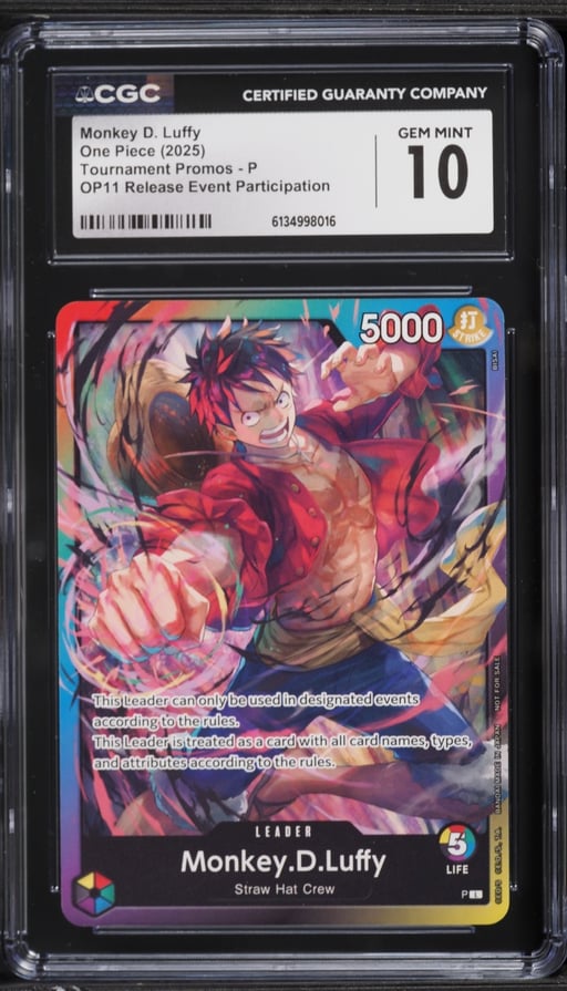 2025 One Piece Promo Tournament Release Event Participation Leader Monkey D. Luffy #P CGC 10