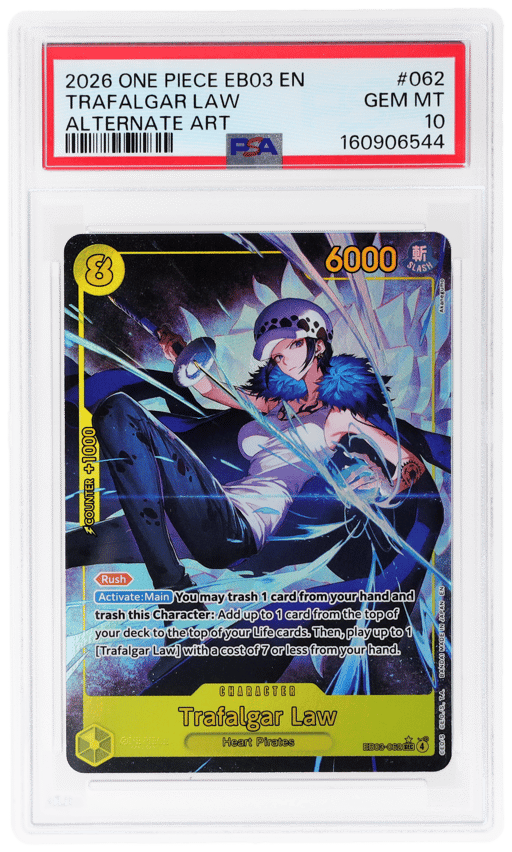 2026 One Piece Extra Booster Heroines Edition Alternate Art Trafalgar Law #EB03-062 PSA 10