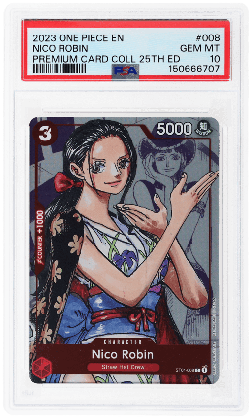 2022 Premium Collection 25th Anniversary English (Borderless, Manga Art) Alt Art Nico Robin #ST01-008 PSA 10