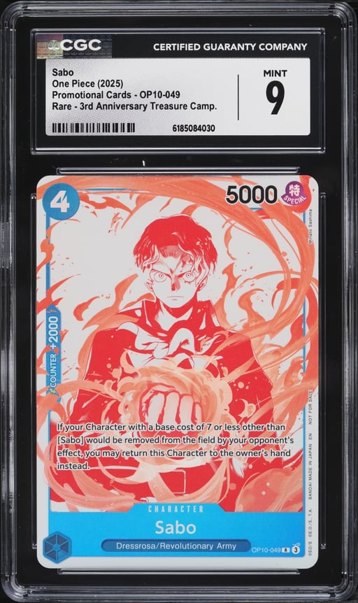 2025 One Piece Promo Cards 3rd Anniversary Treasure Campaign Sabo #OP10-049 CGC 9 MINT