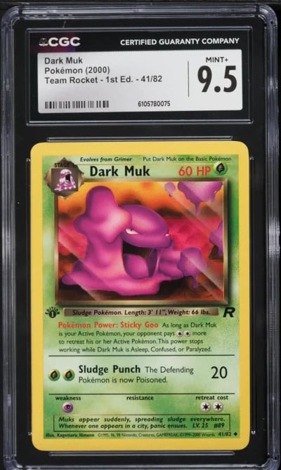 2000 Pokemon Team Rocket 1st Edition Dark Muk #41 CGC 9.5 MINT+