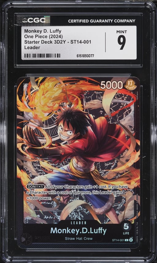 2024 One Piece Starter Deck 3D2Y Leader Monkey D. Luffy #ST14-001 CGC 9 MINT