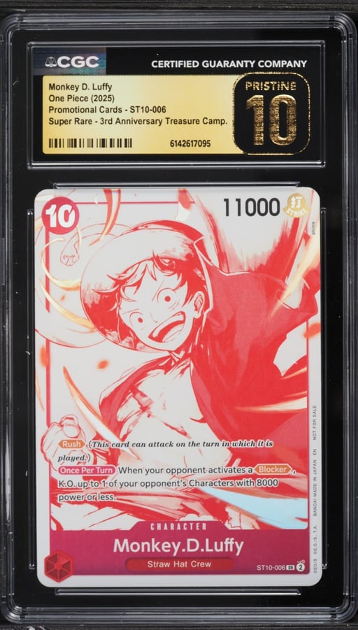 2025 One Piece Promo 3rd Anniversary Treasure SR Monkey D. Luffy #ST10-006 CGC 10 PRISTINE