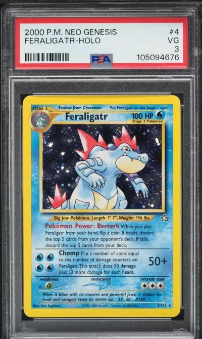 2000 Pokemon Neo Genesis Holo Feraligatr #4 PSA 3 VG