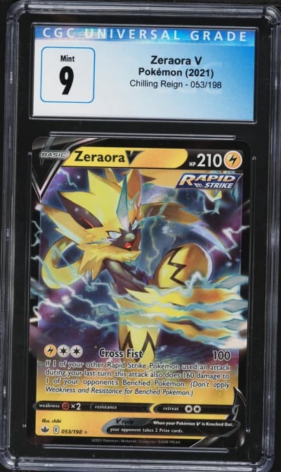2021 Pokemon Sword & Shield Chilling Reign Zeraora V #53 CGC 9 MINT