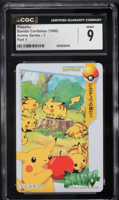 1998 Pokemon Japanese Bandai Carddass Anime Series Part 1 Pikachu #1 CGC 9 MINT
