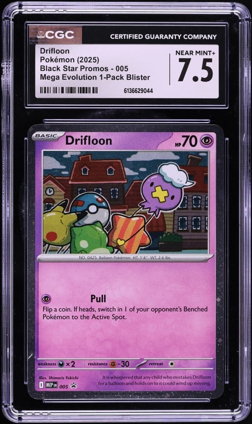 2025 Pokemon Mega Evolution Promo 1 Pack Blister Drifloon #5 CGC 7.5 NRMT+