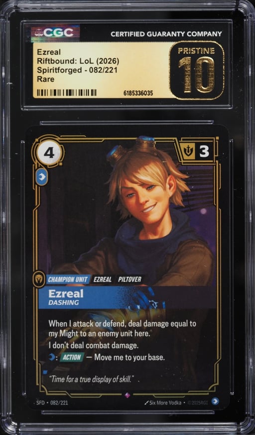 2026 Riftbound League Of Legends LoL Spiritforged Ezreal #82 CGC 10 PRISTINE