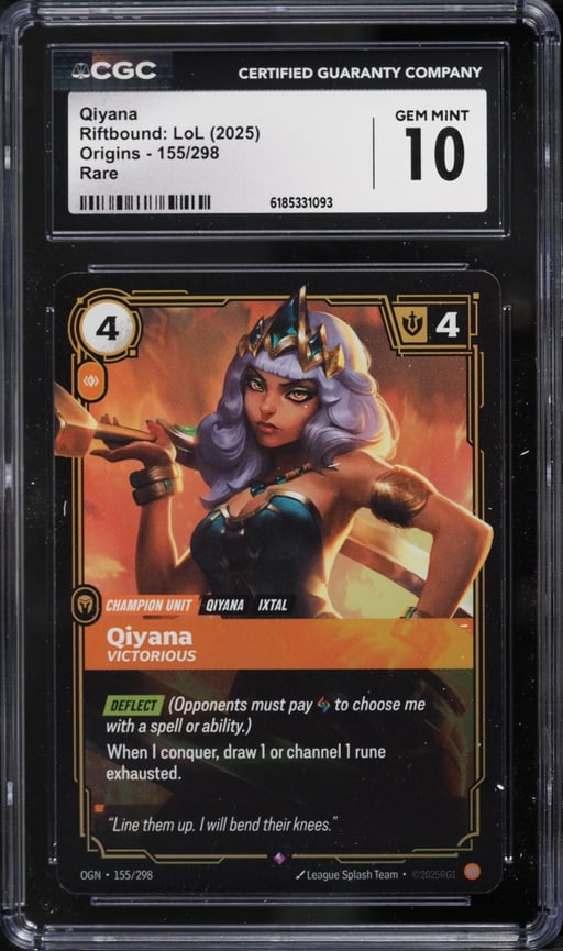 2025 Riftbound League Of Legends LoL Origins Qiyana #155 CGC 10 GEM MINT