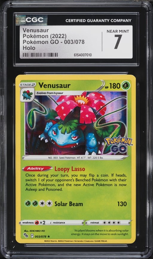 2022 Pokemon Sword & Shield Pokemon GO Holo Venusaur #3 CGC 7 NRMT