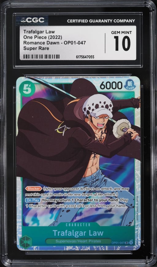 2022 One Piece Romance Dawn Trafalgar Law #OP01-047 CGC 10 GEM MINT
