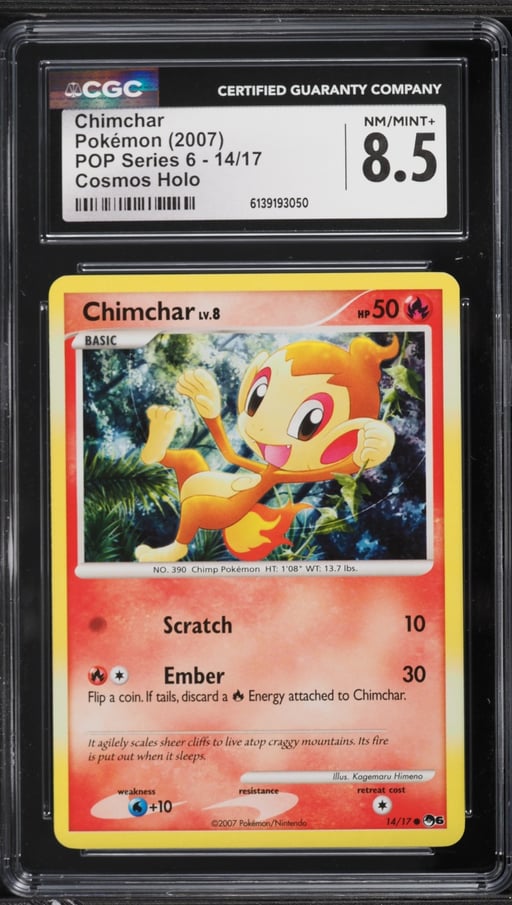 2007 Pokemon POP Series 6 Cosmos Holo Chimchar #14 CGC 8.5 NM-MT+