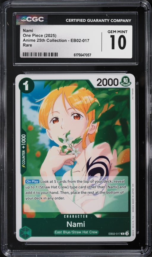 2025 One Piece Anime 25th Collection Nami #EB02-017 CGC 10 GEM MINT