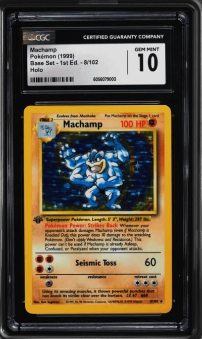 1999 Pokemon Base Set 1st Edition Holo Machamp #8 CGC 10 GEM MINT