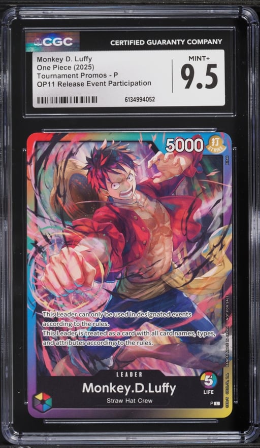 2025 One Piece Promo Tournament Release Event Participation Monkey D. Luffy #P CGC 9.5 MINT+