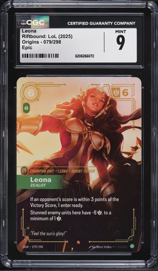 2025 Riftbound League Of Legends LoL Origins Epic Leona #079 CGC 9 MINT