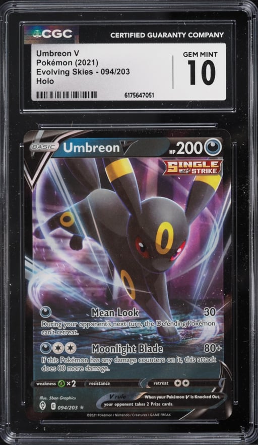 2021 Pokemon Sword & Shield Evolving Skies Holo Umbreon V #94 CGC 10 GEM MINT