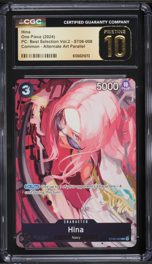 2024 One Piece PC Best Selection Vol 2 Alt Art Hina #ST06-008 CGC 10 PRISTINE