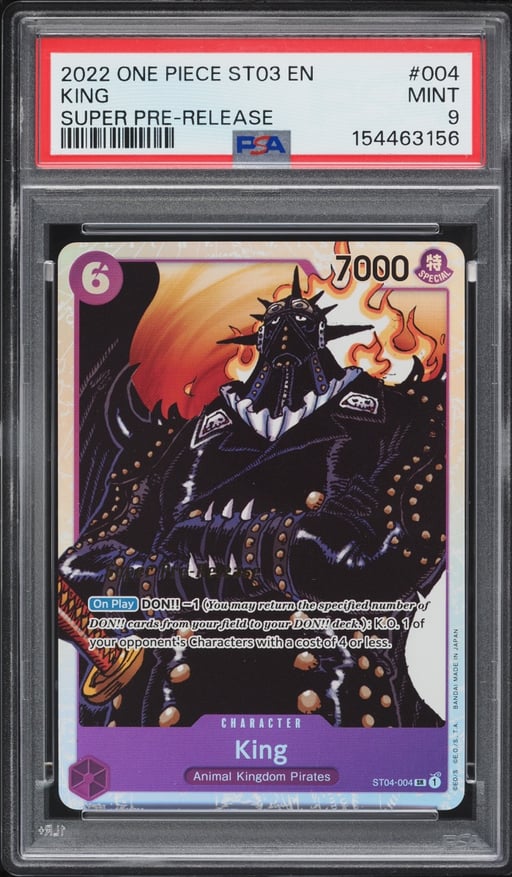 2022 One Piece Animal Kingdom Pirates Super Pre-Release SR King #ST04-004 PSA 9 MINT