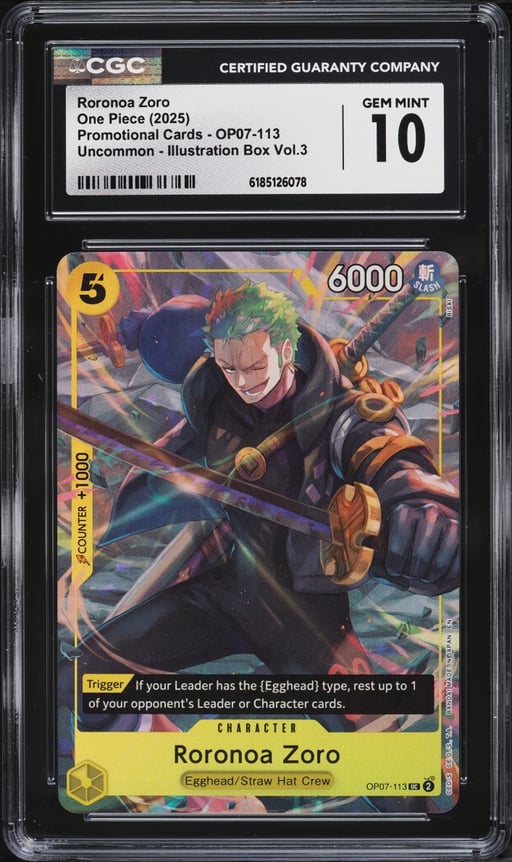 2025 One Piece Promo Illustration Box Vol. 3 Roronoa Zoro #OP07-113 CGC 10 GEM MINT