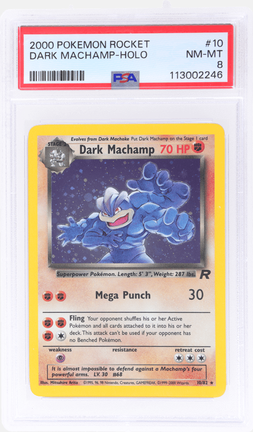 2000 Pokemon Team Rocket Holo Dark Machamp #10 PSA 8