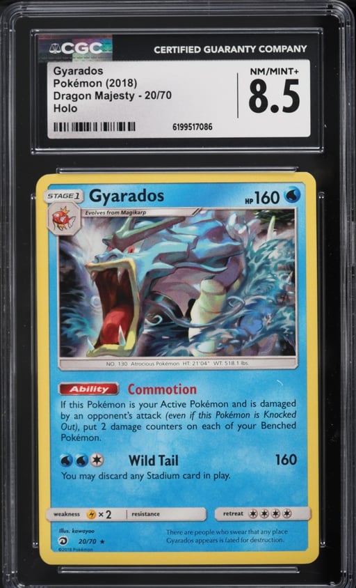 2018 Pokemon Sun & Moon Dragon Majesty Holo Gyarados #20 CGC 8.5 NM-MT+