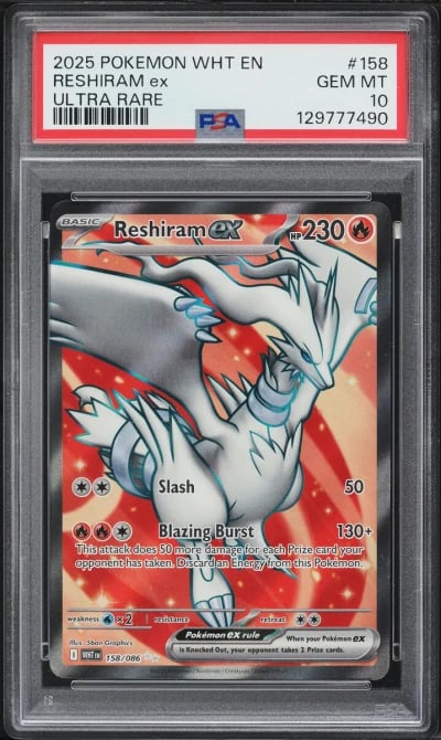2025 Pokemon Scarlet & Violet White Flare UR Reshiram ex #158 PSA 10 GEM MINT