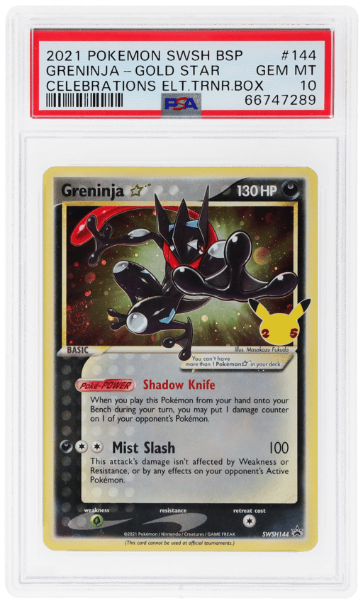 2021 Pokemon Sword and Shield Black Star Promo Celebrations Elite Trainer Box Greninja Gold Star #144 PSA 10
