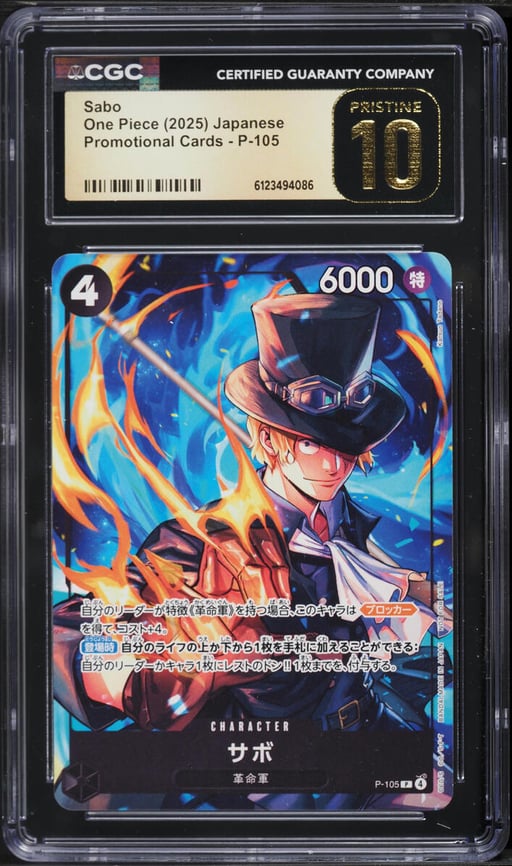 2025 One Piece Japanese Promo Sabo #P-105 CGC 10 PRISTINE