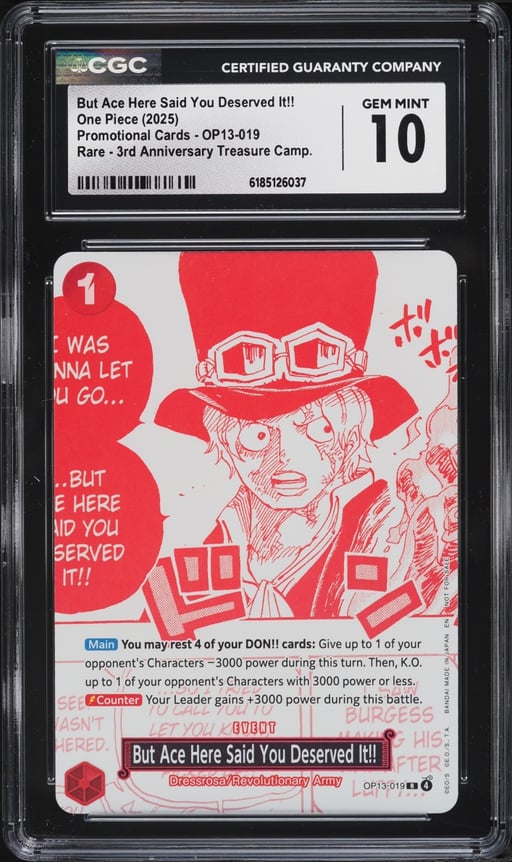 2025 One Piece 3rd Treasure Manga Alt Art But Ace Here Said You Deserved It!! CGC 10 GEM MINT