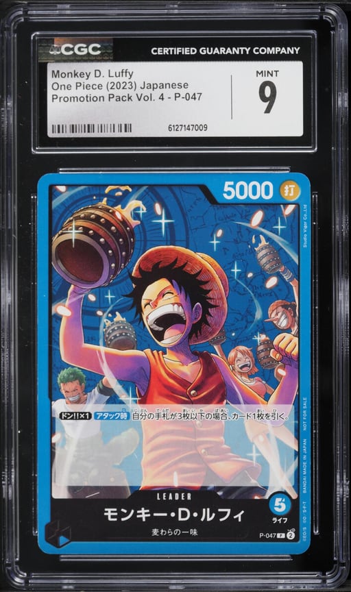 2023 One Piece Japanese Promo Pack Vol. 4 Leader Monkey D. Luffy #P-047 CGC 9 MINT