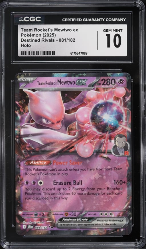 2025 Pokemon Scarlet & Violet Destined Rivals Holo Team Rocket's Mewtwo EX #81 CGC 10 GEM MINT