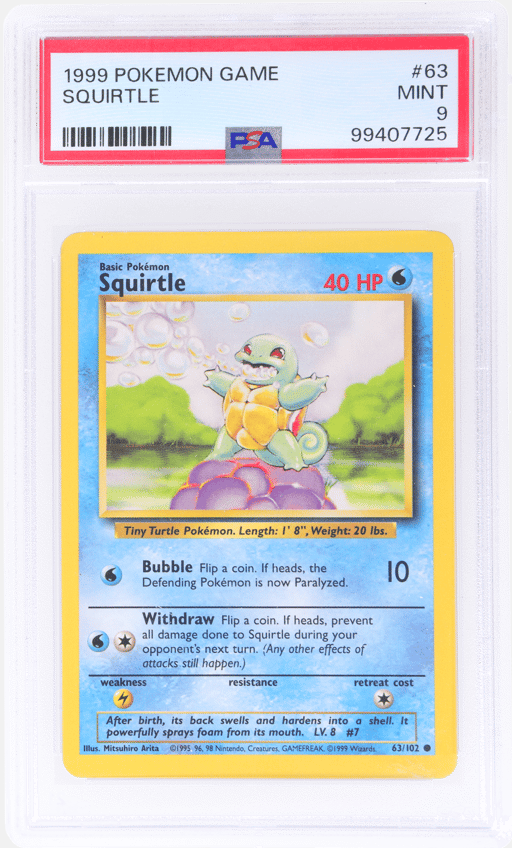1999 Pokemon Base Set Squirtle #63 PSA 9