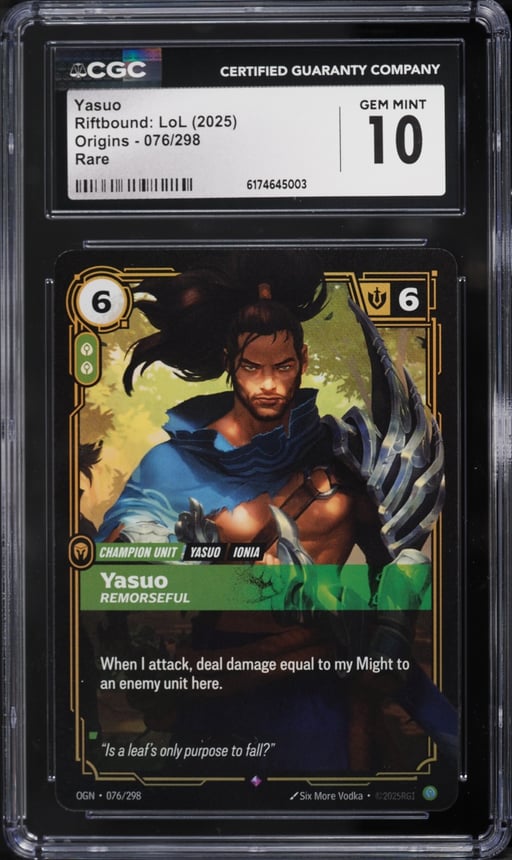 2025 Riftbound League Of Legends LoL Origins Yasuo #76 CGC 10 GEM MINT