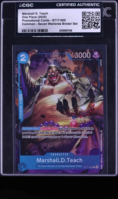 2025 One Piece Seven Warlords Binder Set Alt Art Marshall D. Teach #ST17-005 CGC AUTH
