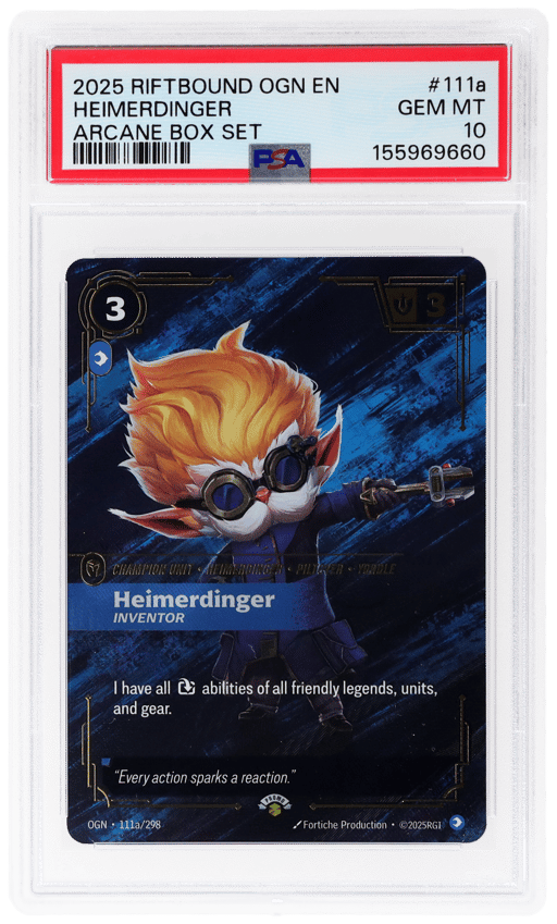 2025 Riftbound League of Legends Origins Arcane Box Set Heimerdinger Inventor #111a PSA 10