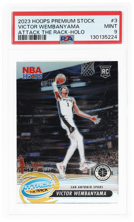 2023 Premium Stock Attack the Rack Silver Prizm Victor Wembanyama #3 PSA 9