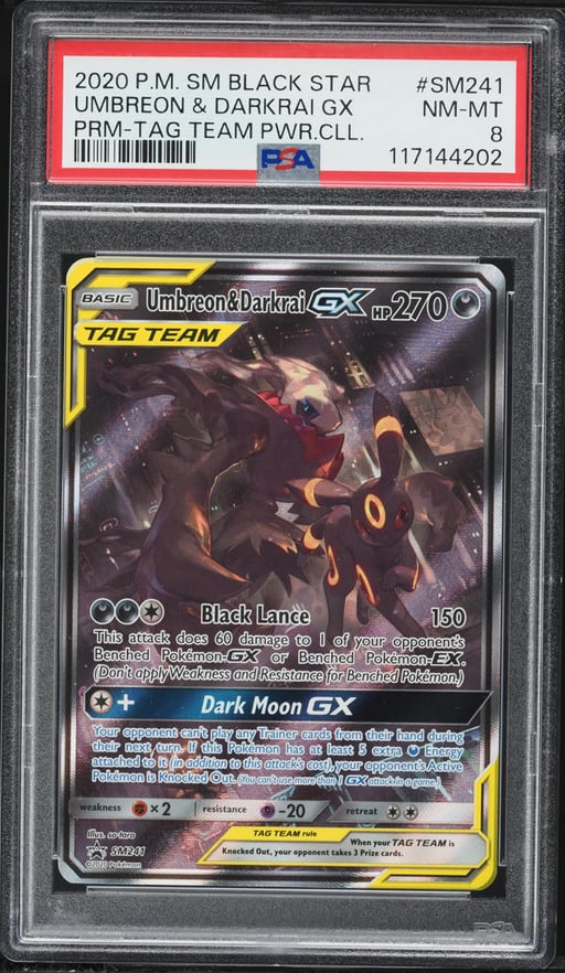 2020 Pokemon Sun & Moon Promo Tag Team Umbreon & Darkrai Gx #SM241 PSA 8 NM-MT