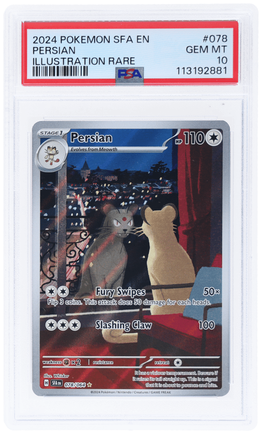 2024 Pokemon Scarlet and Violet Shrouded Fable Illustration Rare Persian #78 PSA 10
