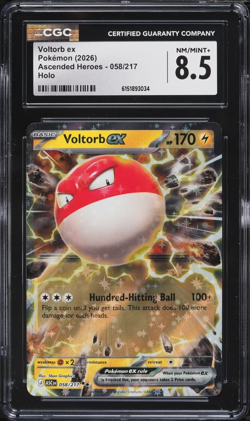 2026 Pokemon Mega Ascended Heroes Holo Voltorb ex #58 CGC 8.5 NM-MT+