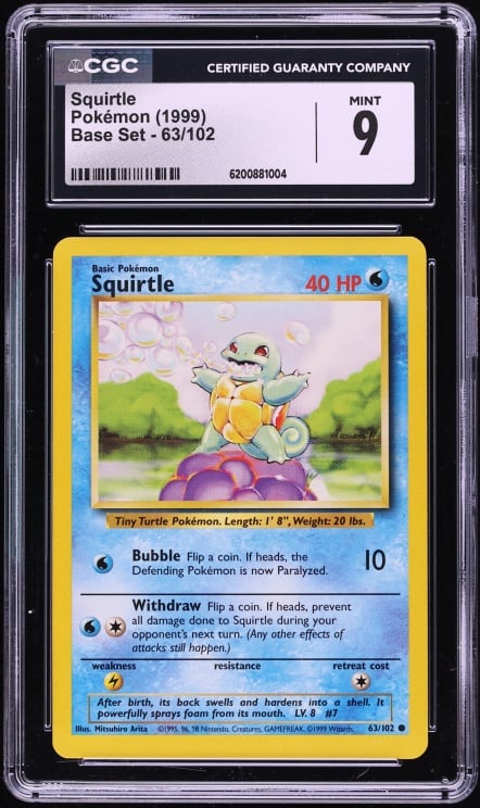 1999 Pokemon Base Set Squirtle #63 CGC 9 MINT