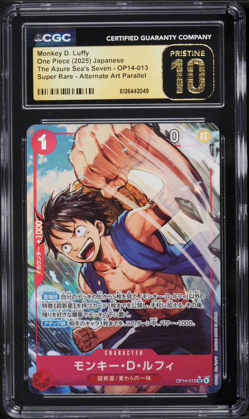 2025 One Piece Japanese The Azure Sea's Seven Alt Art Monkey D. Luffy #OP14-013 CGC 10 PRISTINE