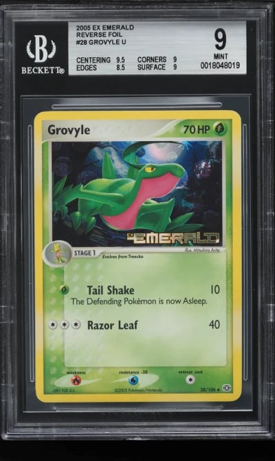 2005 Pokemon EX Emerald Reverse Holo Grovyle #28 BGS 9 MINT