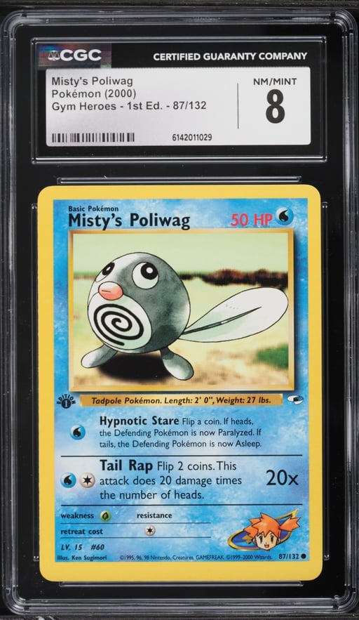 2000 Pokemon Gym Heroes 1st Edition Misty's Poliwag #87 CGC 8 NM-MT